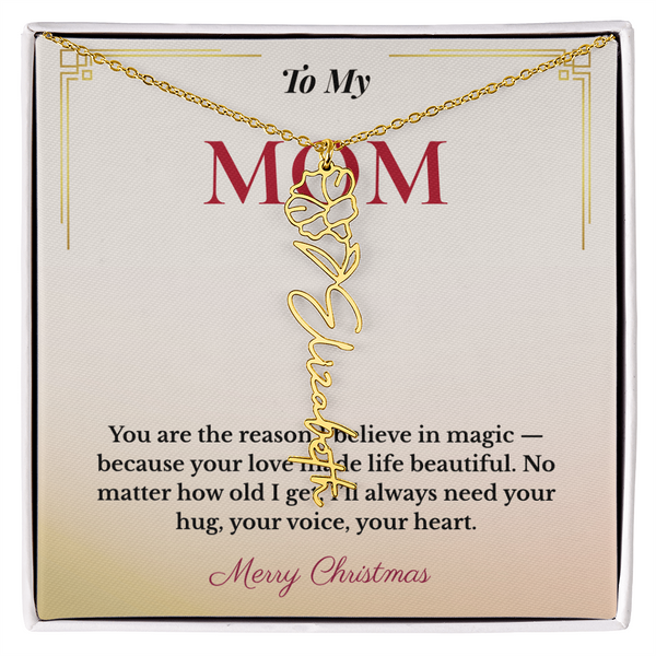 Personalized Christmas Gift for Mom | Custom Floral Jewelry That Celebrates Her Beauty & Love | Unique Keepsake from Daughter or Son