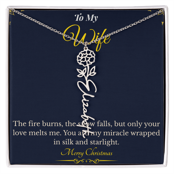 Flower Name Necklace – Personalized Christmas Gift for Wife | Custom Floral Jewelry That Shows Thoughtful Love | Unique Necklace for Her