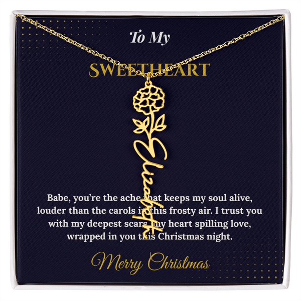 Flower Name Necklace – Personalized Christmas Gift for Wife | Custom Floral Jewelry That Shows Thoughtful Love | Unique Necklace for Her
