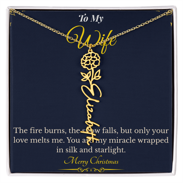 Flower Name Necklace – Personalized Christmas Gift for Wife | Custom Floral Jewelry That Shows Thoughtful Love | Unique Necklace for Her