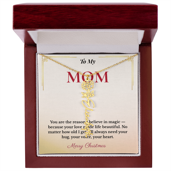 Personalized Christmas Gift for Mom | Custom Floral Jewelry That Celebrates Her Beauty & Love | Unique Keepsake from Daughter or Son