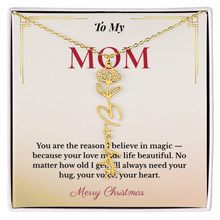 Personalized Christmas Gift for Mom | Custom Floral Jewelry That Celebrates Her Beauty & Love | Unique Keepsake from Daughter or Son
