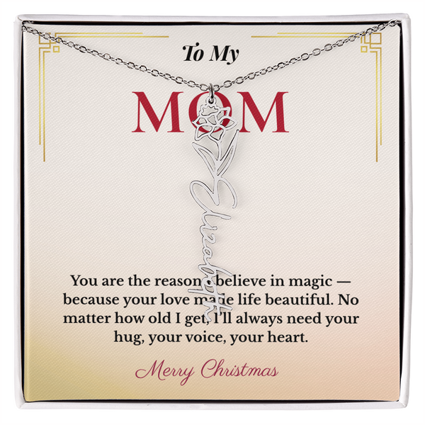 Personalized Christmas Gift for Mom | Custom Floral Jewelry That Celebrates Her Beauty & Love | Unique Keepsake from Daughter or Son