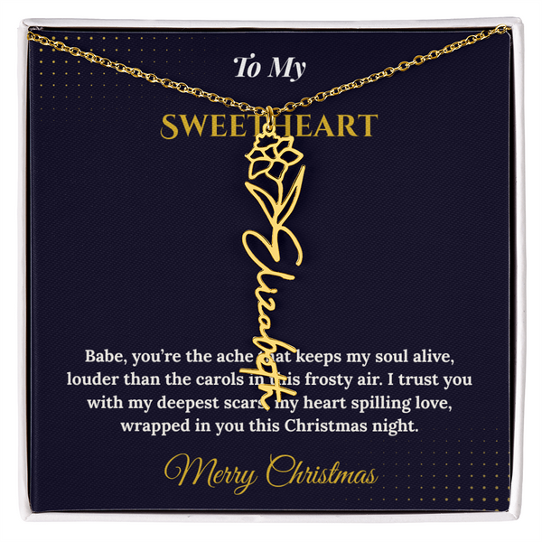 Flower Name Necklace – Personalized Christmas Gift for Wife | Custom Floral Jewelry That Shows Thoughtful Love | Unique Necklace for Her