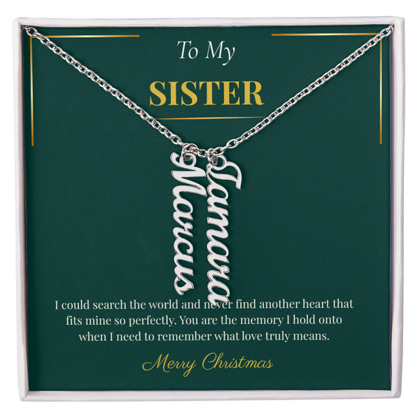 Multi Vertical Name Necklace – Personalized Christmas Gift for Sister | Elegant Custom Jewelry Design