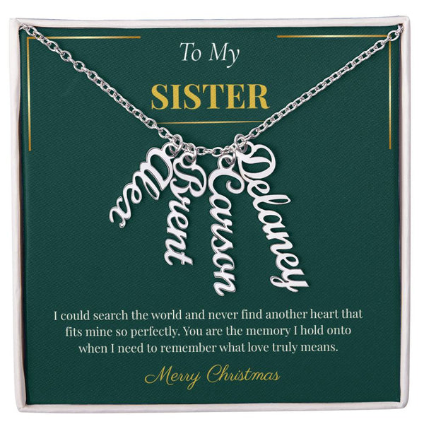 Multi Vertical Name Necklace – Personalized Christmas Gift for Sister | Elegant Custom Jewelry Design