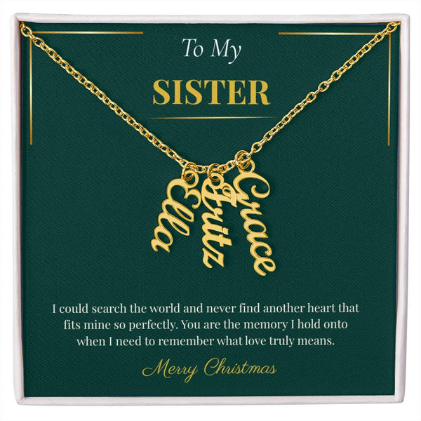 Multi Vertical Name Necklace – Personalized Christmas Gift for Sister | Elegant Custom Jewelry Design