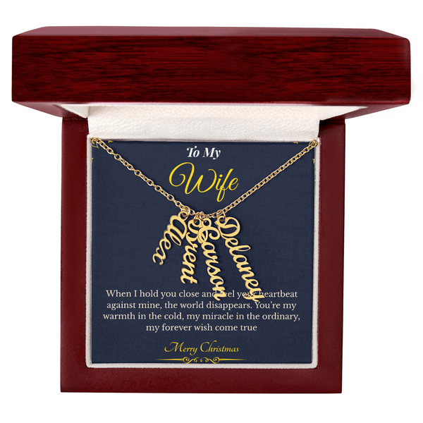 Multi Vertical Name Necklace – Custom Christmas Gift for Wife | Personalized Jewelry That Keeps Loved Ones Close | Elegant Multi-Name Design She'll Treasure