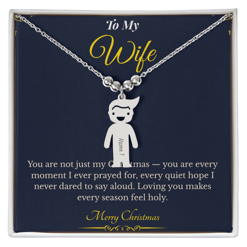 Engraved Kid Charm Necklace – Personalized Christmas Gift for Wife | Custom Family Jewelry That Celebrates Children | Heartfelt Holiday Keepsake