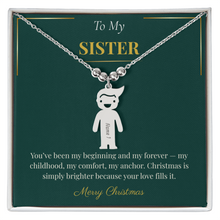 Engraved Kid Charm Necklace – Sentimental Christmas Gift for Sister | Custom Family Jewelry Gift