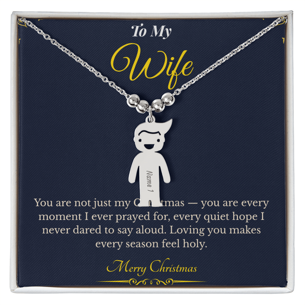 Engraved Kid Charm Necklace – Personalized Christmas Gift for Wife | Custom Family Jewelry That Celebrates Children | Heartfelt Holiday Keepsake