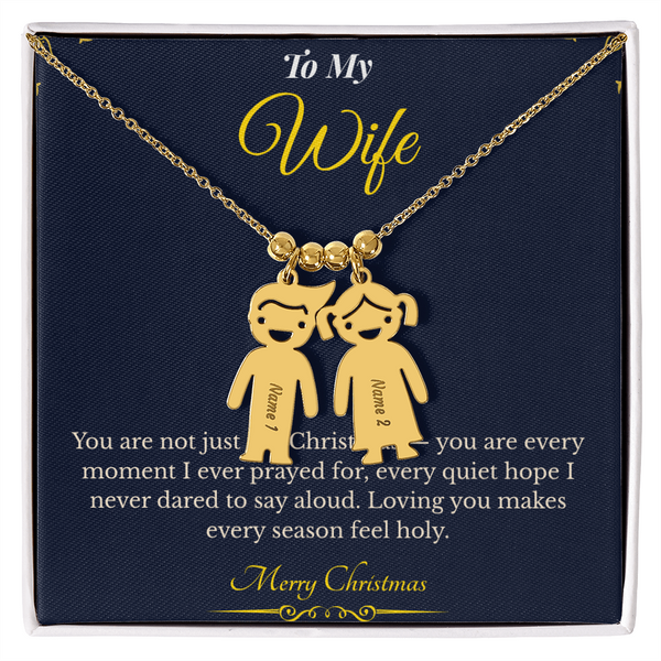 Engraved Kid Charm Necklace – Personalized Christmas Gift for Wife | Custom Family Jewelry That Celebrates Children | Heartfelt Holiday Keepsake