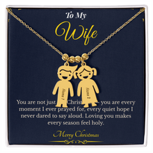 Engraved Kid Charm Necklace – Personalized Christmas Gift for Wife | Custom Family Jewelry That Celebrates Children | Heartfelt Holiday Keepsake