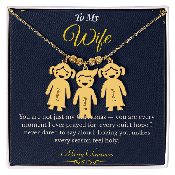 Engraved Kid Charm Necklace – Personalized Christmas Gift for Wife | Custom Family Jewelry That Celebrates Children | Heartfelt Holiday Keepsake