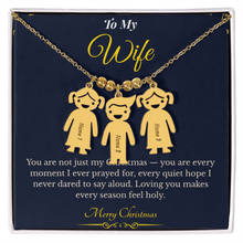 Engraved Kid Charm Necklace – Personalized Christmas Gift for Wife | Custom Family Jewelry That Celebrates Children | Heartfelt Holiday Keepsake