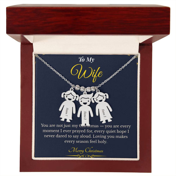 Engraved Kid Charm Necklace – Personalized Christmas Gift for Wife | Custom Family Jewelry That Celebrates Children | Heartfelt Holiday Keepsake