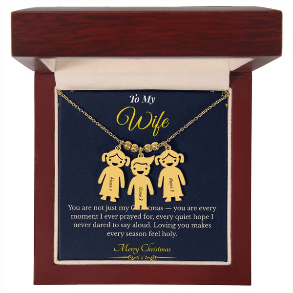 Engraved Kid Charm Necklace – Personalized Christmas Gift for Wife | Custom Family Jewelry That Celebrates Children | Heartfelt Holiday Keepsake