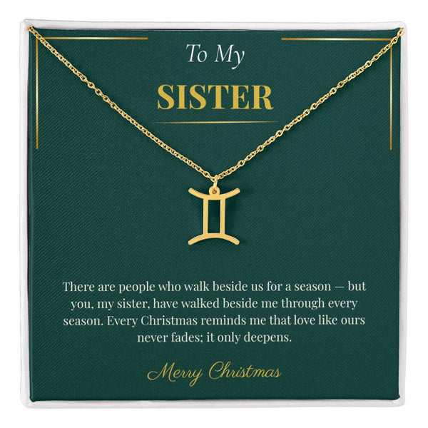 Zodiac Necklace – Personalized Christmas Gift for Sister | Custom Astrological Holiday Jewelry