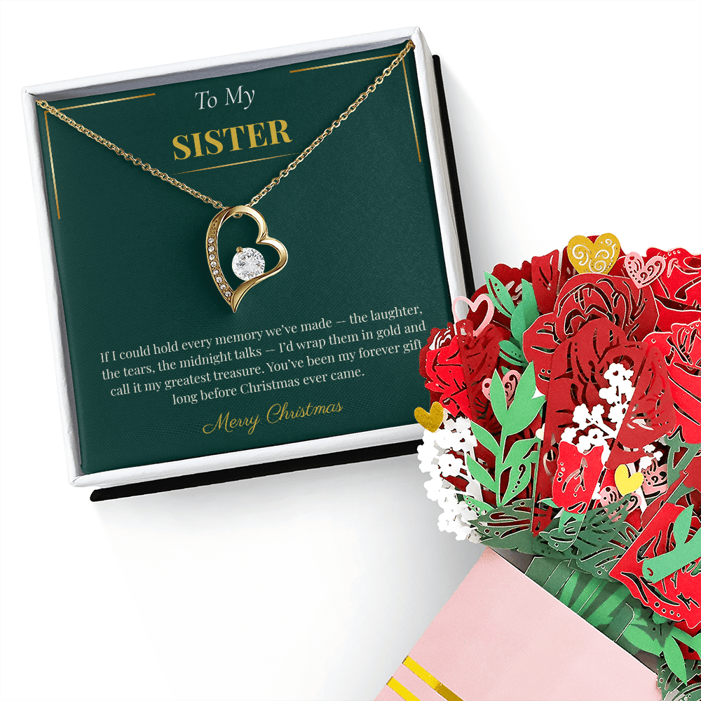 Forever Love Necklace with Rotating Rose Gift Box – Romantic Christmas Gift for Sister | Unique Holiday Jewelry Box Set