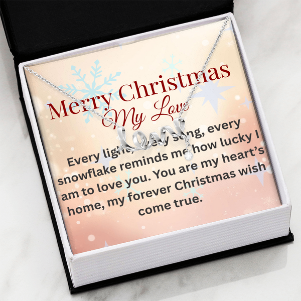 “Love Script Necklace Gift Set – Dainty Pendant with Personalized Card, Romantic Jewelry for Wife or Girlfriend”