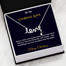 Scripted Love Necklace – Romantic Christmas Gift for Wife | Elegant Jewelry That Spells Out Love Beautifully | Timeless Holiday Keepsake She'll Adore
