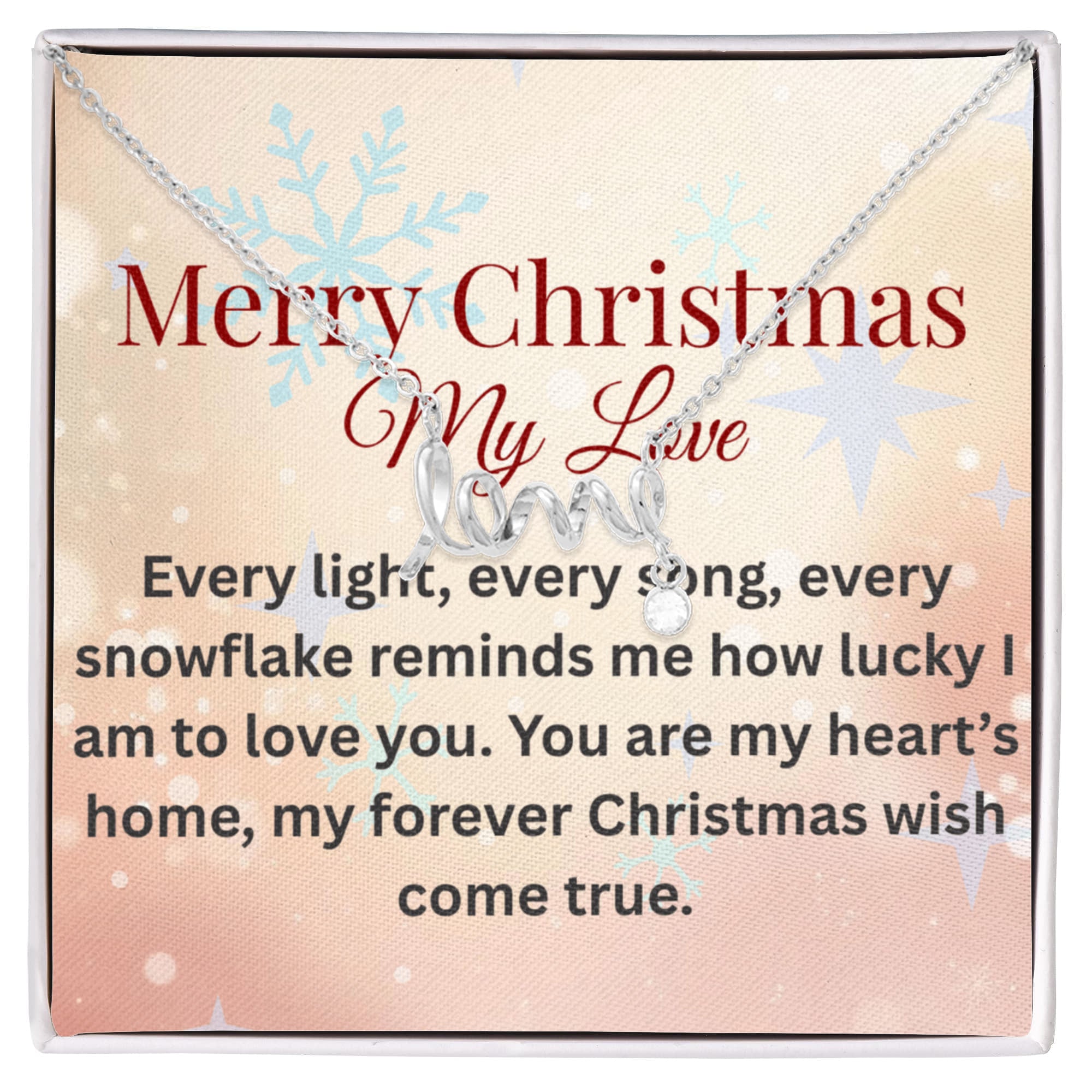 “Love Script Necklace Gift Set – Dainty Pendant with Personalized Card, Romantic Jewelry for Wife or Girlfriend”