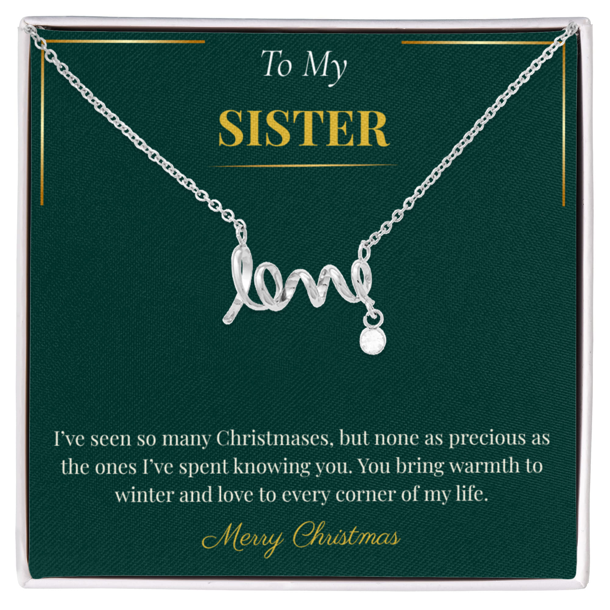 Scripted Love Necklace – Heartfelt Christmas Gift for Sister | Elegant Holiday Jewelry Bestseller