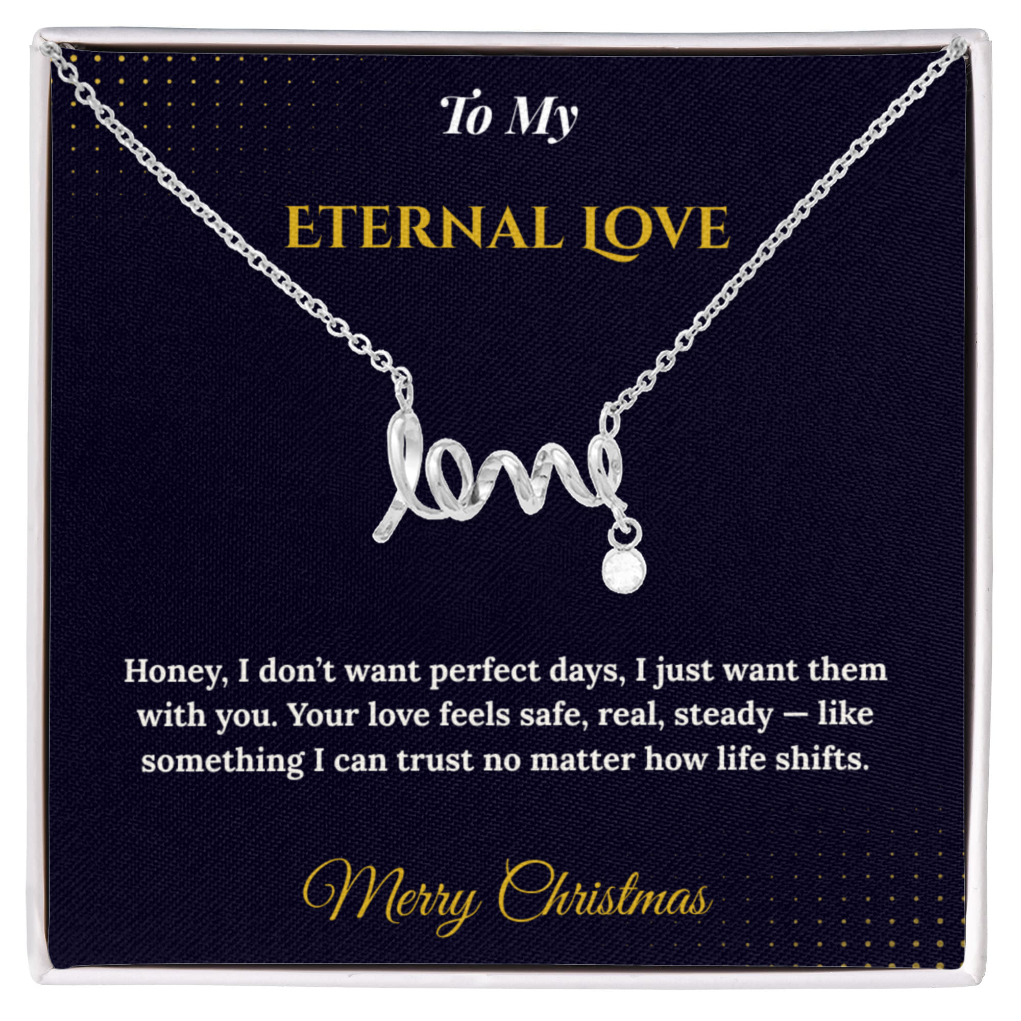 Scripted Love Necklace – Romantic Christmas Gift for Wife | Elegant Jewelry That Spells Out Love Beautifully | Timeless Holiday Keepsake She'll Adore