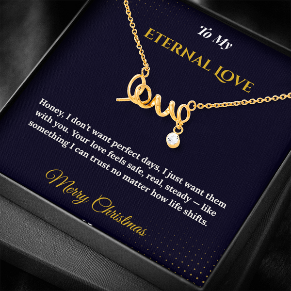 Scripted Love Necklace – Romantic Christmas Gift for Wife | Elegant Jewelry That Spells Out Love Beautifully | Timeless Holiday Keepsake She'll Adore