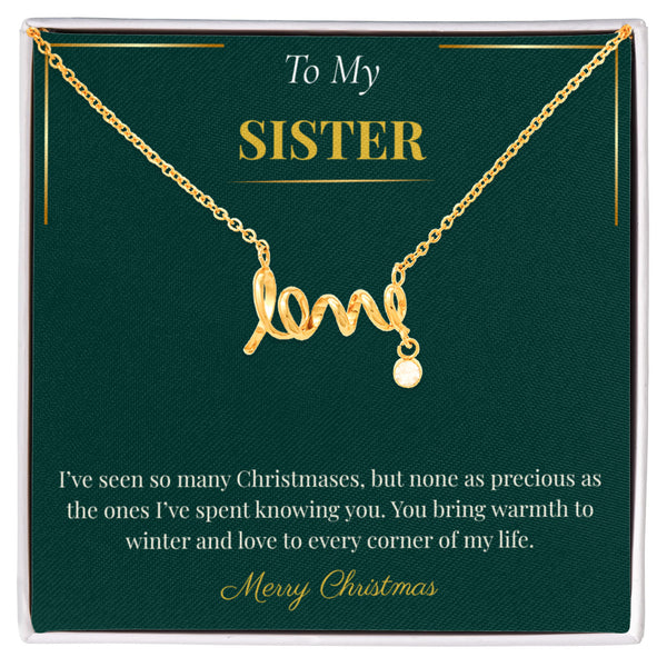 Scripted Love Necklace – Heartfelt Christmas Gift for Sister | Elegant Holiday Jewelry Bestseller