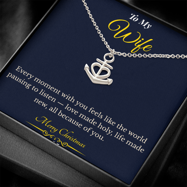 Anchor Pendant Necklace – Meaningful Christmas Gift for Wife | Symbol of Strength, Stability & Endless Love | Elegant Holiday Jewelry for Her