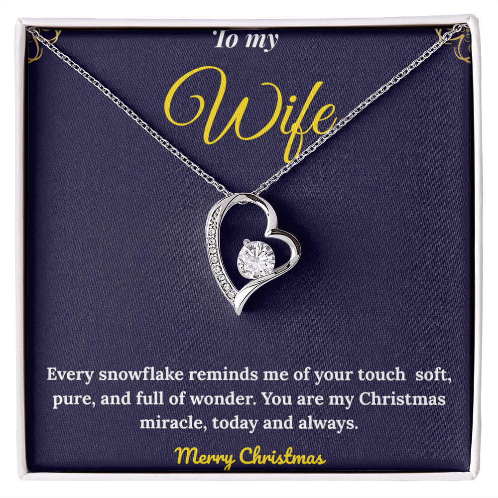 Forever Love Necklace – Sparkling White Gold Heart Pendant | Elegant Christmas Gift for Wife