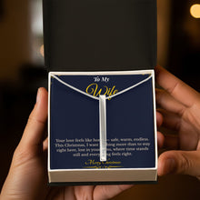 Engraved 4-Sided Stick Necklace with Message Card – Heartfelt Christmas Gift for Wife | Personalized Jewelry with Loving Words | Elegant Custom Keepsake