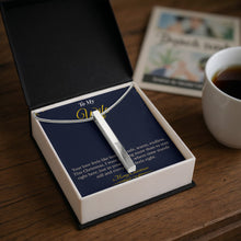 Engraved 4-Sided Stick Necklace with Message Card – Heartfelt Christmas Gift for Wife | Personalized Jewelry with Loving Words | Elegant Custom Keepsake