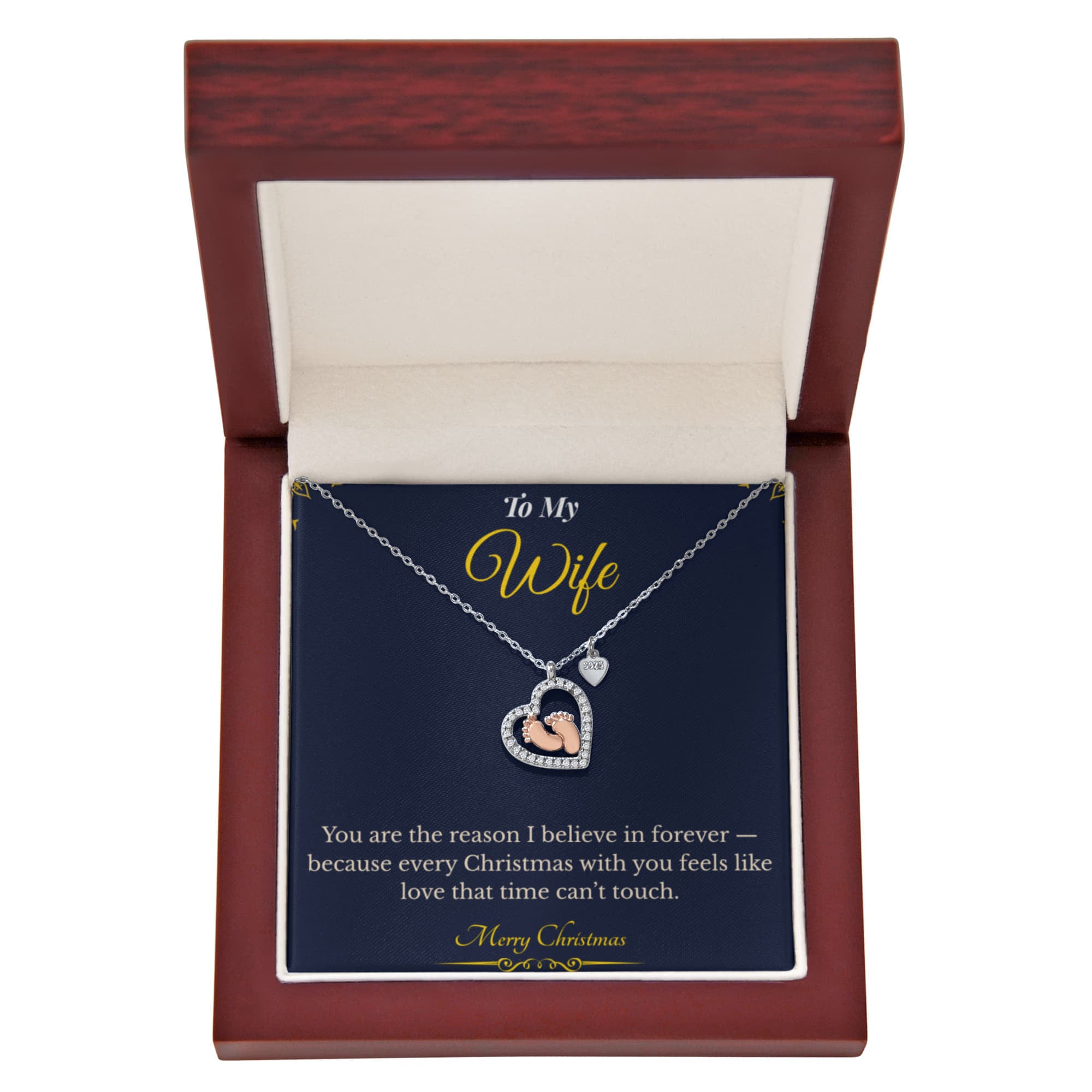 Baby Feet Heart Necklace – Sentimental Christmas Gift for Wife | Heartfelt Jewelry Celebrating Motherhood & Love | Perfect Gift for New Moms