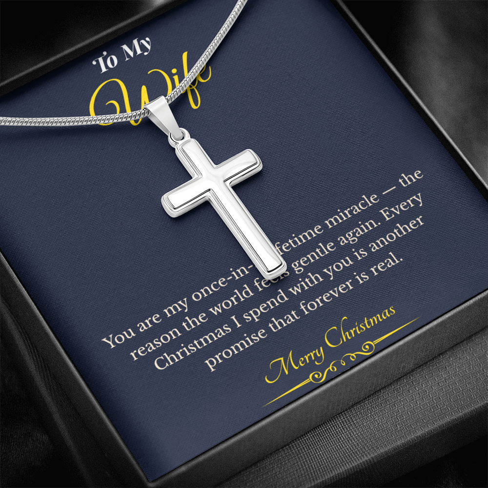Artisan Cross Necklace with Snake Chain – Faith-Inspired Christmas Gift for Wife | Elegant Jewelry That Represents Love & Hope | Timeless Holiday Keepsake