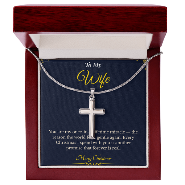 Artisan Cross Necklace with Snake Chain – Faith-Inspired Christmas Gift for Wife | Elegant Jewelry That Represents Love & Hope | Timeless Holiday Keepsake