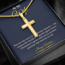 Artisan Cross Necklace with Snake Chain – Faith-Inspired Christmas Gift for Wife | Elegant Jewelry That Represents Love & Hope | Timeless Holiday Keepsake